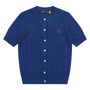 RL Raff Knitted Short-sleeved Summer Classic Pony Mark Embroidered Twist Slim-fit Sweater T-shirt Top Women