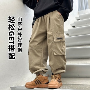 Retro Spring 2025 New Loose Casual Children's Sports Pants Duffy Handsome Boys Middle and Big Kids Trendy Cool Work Pants