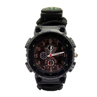 Multifunctional Sports Outdoor Watch Wild Camping Adventure Survival Umbrella Rope Braided Compass Whistle Climbing Watch