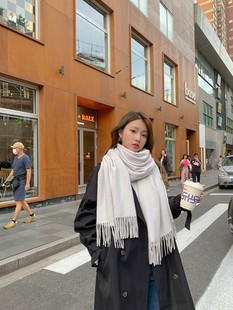 Cashmere-like scarf brushed solid color thick long scarf autumn and winter no Pilling tassel shawl Female Factory Direct New