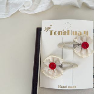 Sweet Lace Flower Cherry Bow Children's Hairpin Hair Clip Side Clip Bangs Clip