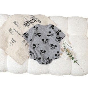 Baby Cute Full Print Climbing Suit Spring and Autumn New Baby Triangle Hare Cartoon Cute Out-of-the-way Boom suit Trendy
