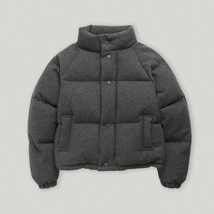 Korean style short down jacket for women autumn and winter 90 white goose down stand collar bread