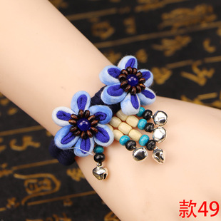 Yunnan characteristic Dali Ancient City handmade tie-dyed fabric bracelet ethnic style travel racket bracelet blue and white fresh jewelry