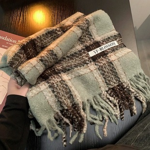 Korean version of the new scarf women winter ins Joker student Plaid scarf warm imitation cashmere scarf factory wholesale
