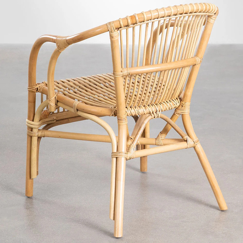 Scandinavian Ins Natural Rattan Woven Chair Home Backrest Dining Chair B&B Balcony Single Chair Leisure Chair Wholesale