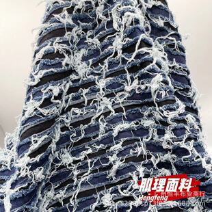 Tide brand texture heavy craft horizontal embroidery denim fabric pants jacket suit clothing luggage thick fabric wholesale