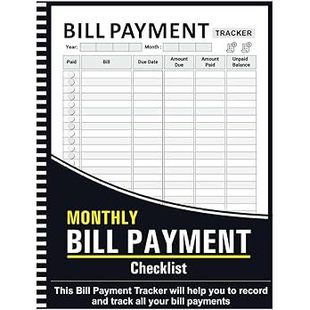 Monthly Bill Payment Checklist Список ежемесячных платежей по счетам