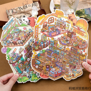 Cute Cartoon Large Miniature Landscape Sticker 3D Stereo Landscaping Scene Handmade DIY Kidsren Girl Quiet Book
