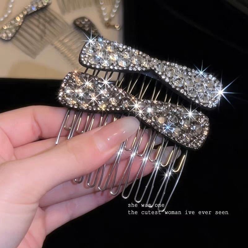 Korean Exquisite Bow Hair Comb with a High-End Feel, Hair Styling Comb for Tidying up Loose Hair, Delicate and Luxurious Hairpin Hair Accessory