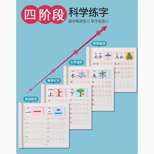Chinese Character Tracing Red Book Kindergarten Young Cohesion Textbook Practice Copybook Preschool Pinyin Preschool 300 Character Practice Book