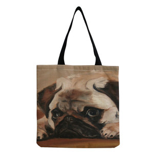New Fashion Cross-border Style Multi-function Shoulder Bag Pug Printed Tote Bag Reusable Beach Bag