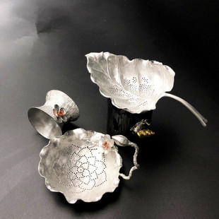 Pure Tin Tea Leakage Tea Filter Tea Filter Screen Kung Fu Handmade Tea Set Tea Strainer Air Stove suit Tea Set Tea Accessories