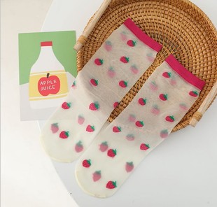 Spring and summer new cartoon fruit children's core stockings thin breathable small fresh baby lace socks