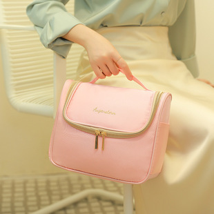 K-style Large Portable Net Red Cosmetic Bag Pure Color Simple Cosmetic Bag Hook Bag Large Capacity Cosmetic Bag Wholesale