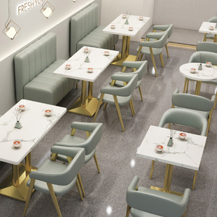 Modern Simple Internet Celebrity Cafe Catering Snacks Hamburg Dessert Milk Tea Shop Wall Card Holder Sofa Table and Chair Combination