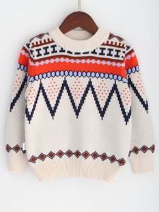 In stock wholesale boys' sweater autumn and winter thickened children's woolen sweater North aufer Island style sweater retro New
