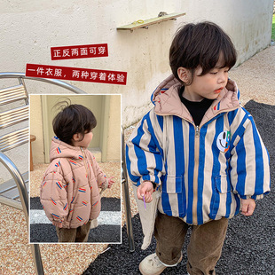 Children's cotton-padded jacket two-sided wear girls' cotton-padded coat thickened 2022 New Boys' winter cotton-padded jacket baby quilted jacket