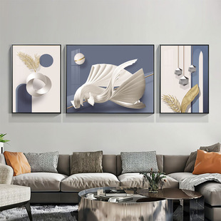 Light Luxury Crystal Porcelain Painting Living Room Decorative Painting Modern Simple Sofa Background Wall Hanging Painting Triptych Nordic Wall Painting Mural