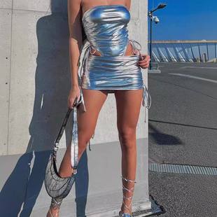 Jumpsuit hip skirt suit cross-border off-shoulder sexy OL light cooked hot girl tube top jumpsuit drawstring skirt