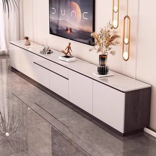 TV Cabinet Living Room Household Modern Simple Storage Cabinet Integrated Solid Wood Rock Board 2024 New TV Cabinet