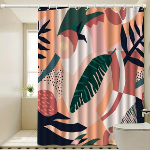 Cross-border Amazon Digital Printing Thickened Shower Curtain Bathroom Punch-free suit Shower Curtain Waterproof and Mildew-proof