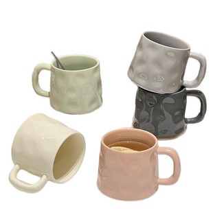 High-Looking Ceramic Cup Mug Household Drinking Cup with Spoon Office Couple Water Cup Milk Fufu Coffee Cup