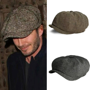 European and American British Men's Hat Octagonal Hat Middle-aged and Elderly Forward Hat Autumn and Winter Cap Painter Hat Newsboy Hat Cross Border