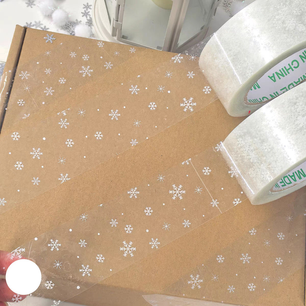 Original Winter Snowflake Series Transparent Large Tape Ins Style Packaging Unboxing 60m Extra Long Packing Adhesive Tape