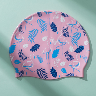 Silicone Swim Cap Adult Universal Plus Thickened Waterproof Ear Protection Comfortable No Head Fashion Printed Swim Cap Wholesale
