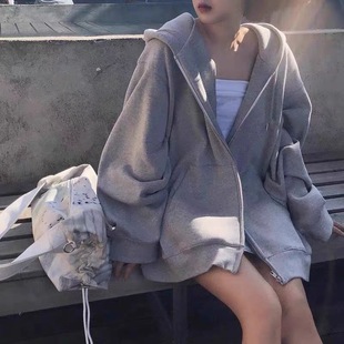 Lazy Style Jacket Новое поступление, Осень-зима, кардиган на молнии, универсальное Свободное пальто больших размеров с интернет-знаменитостями, Женский Топ