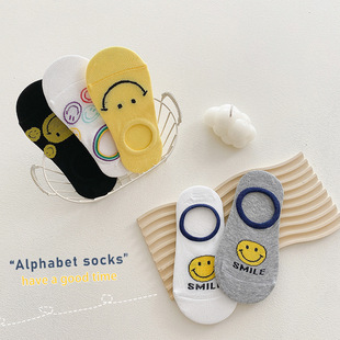 2024 summer thin boat socks low socks baby mesh socks smiley Korean ins baby boys and girls socks
