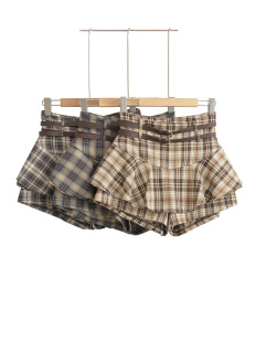 2025 Hot Girl Pure Desire Sweet Girl Plaid Summer New High Waist Slim Pants Skirt Spring and Autumn Shows Long Legs for Small People