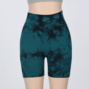 European and American High Waist Peach Hip Tie-Dye Sports Three-point Pants Fitness Shorts Yoga Shorts