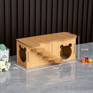 Hamster Nest Villa Golden Bear Landscape Platform Second Floor Summer Cooling Cool House Anti-Bite Wooden House Hot