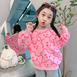 Baby Girl's Spring and Autumn New Cute Cartoon Sweatshirt Fashionable All-match