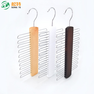 Cross-border 10-row multi-functional iron wood tie rack seamless iron wood hanger solid wood home hotel silk scarf hanging wholesale