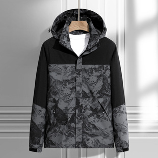 2025 Spring and Autumn New Style Men's Hooded Outdoor Mountaineering Couple's Jacket Double Color Trendy Jacket