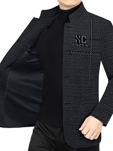 Men's stand collar jacquard chenille tweed jacket jacket 2025 spring new fashion casual dad top