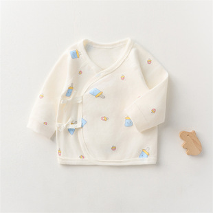 Four Seasons Full Back Newborn Clothes Boneless Class A Pure Cotton Baby's Single Top Autumn Clothes Base Underwear Wear