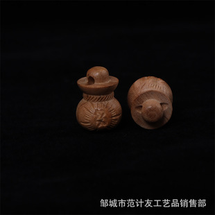 Peach Wooden Handle Bag Boxwood Pendant Original Color Baby Jewelry Keychain Car Ornaments Wooden Small Fortune Bag
