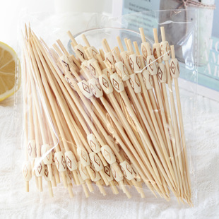 100 disposable bamboo fruit stick fruit fork cocktail stick cute bamboo products Creative Flower Stick bead string wholesale