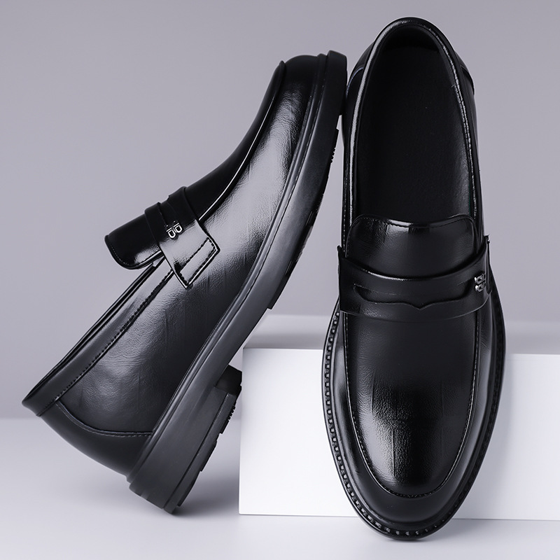 2025 New Korean Style Retro Slip-On Business Men's Shoes, Men's Loafers, Casual Leather Shoes Wholesale