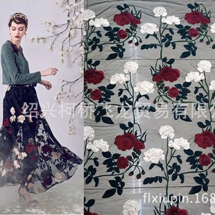 New Color Mesh Embroidery Fabric Multicolor Color Embroidery Full-width Fashion Wedding Dress Dress Fabric Milk Silk Embroidery