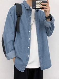 Denim Shirt Boys Coat Autumn and Winter Casual All-match Shirt Long-sleeved High-end Autumn and Winter Top