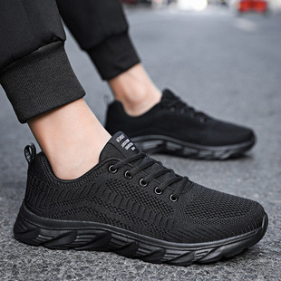 Black Brand Men's Shoes Mesh Breathable sneaker Soft Sole Lightweight Running Shoes Men's Thick Sole Comfortable Casual Travel Shoes