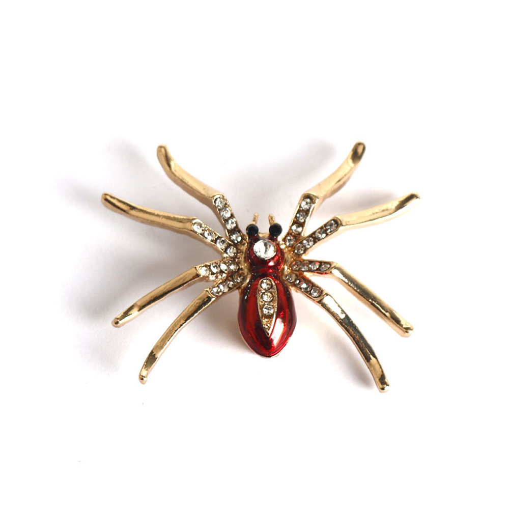European and American Fashion Exaggerated Animal Diamond Brooch Men's Personalized Spider Punk Insect Corsage Collar Large Pin