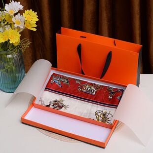 New orange scarf gift box empty box small square scarf scarf gift box heaven and earth cover hard box gift box wholesale