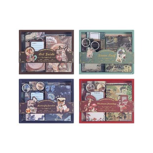Retro style Journal gift box suit student notebook Journal material suit gift bag gift box stickers stationery