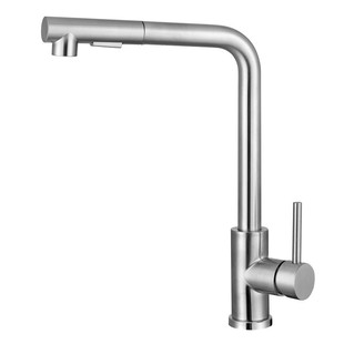 Factory wholesale 304 stainless steel seven-character drawing faucet wire drawing cold and hot mixing sink vegetable basin telescopic faucet